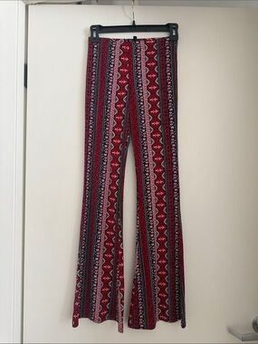 H&M Red Patterned Flare Pants